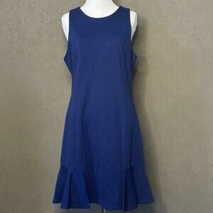 Banana Republic Navy Sleeveless Shift Dress Size 10 Ruffle Hem